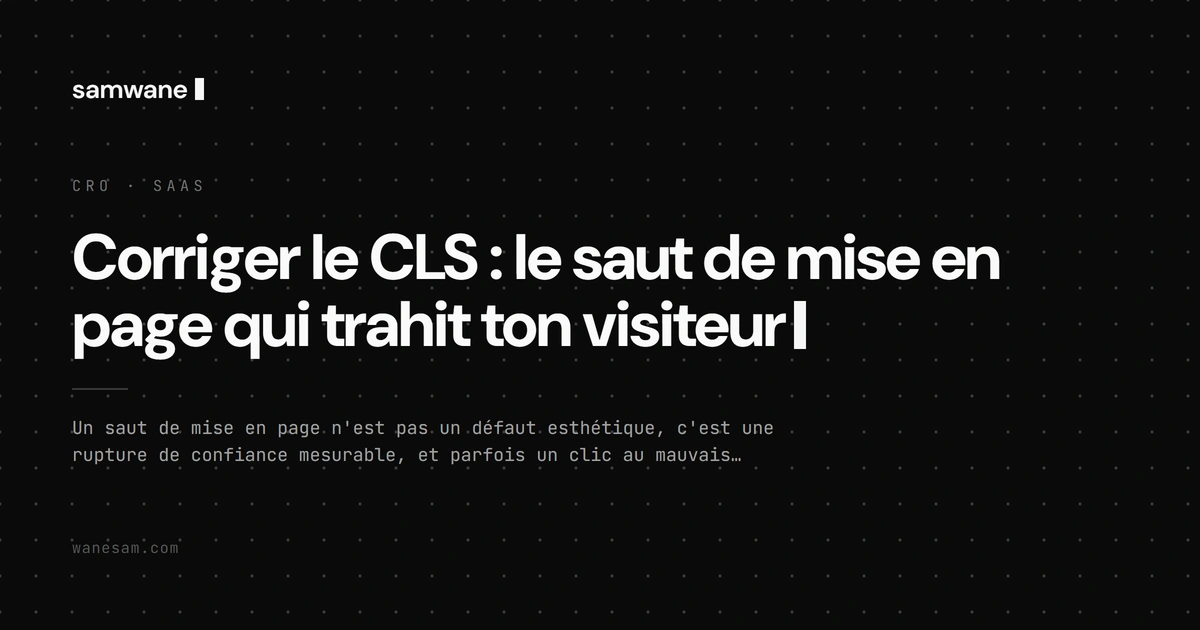Corriger le CLS : le saut de mise en page qui trahit ton visiteur