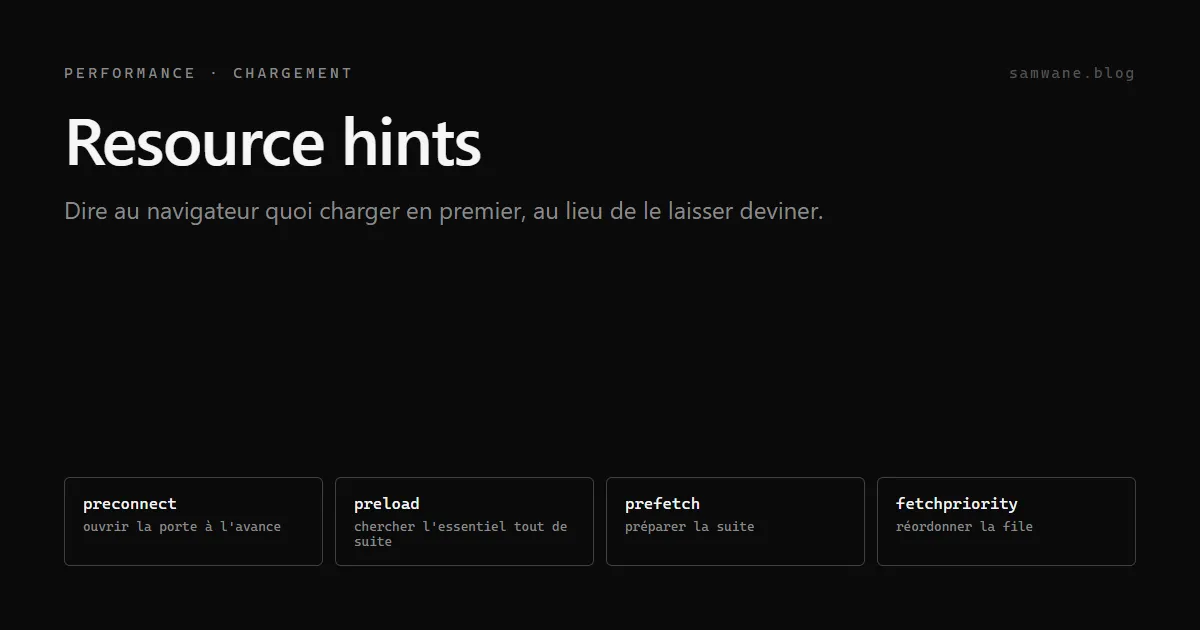 Resource hints : dire au navigateur quoi charger en premier au lieu de le laisser deviner