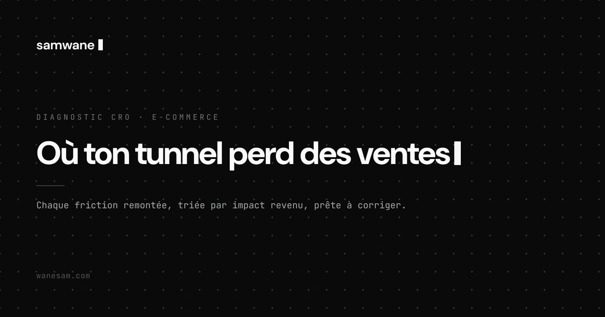 Diagnostic CRO e-commerce : le tunnel d'achat d'une boutique en ligne analysé page par page, de la fiche produit au paiement