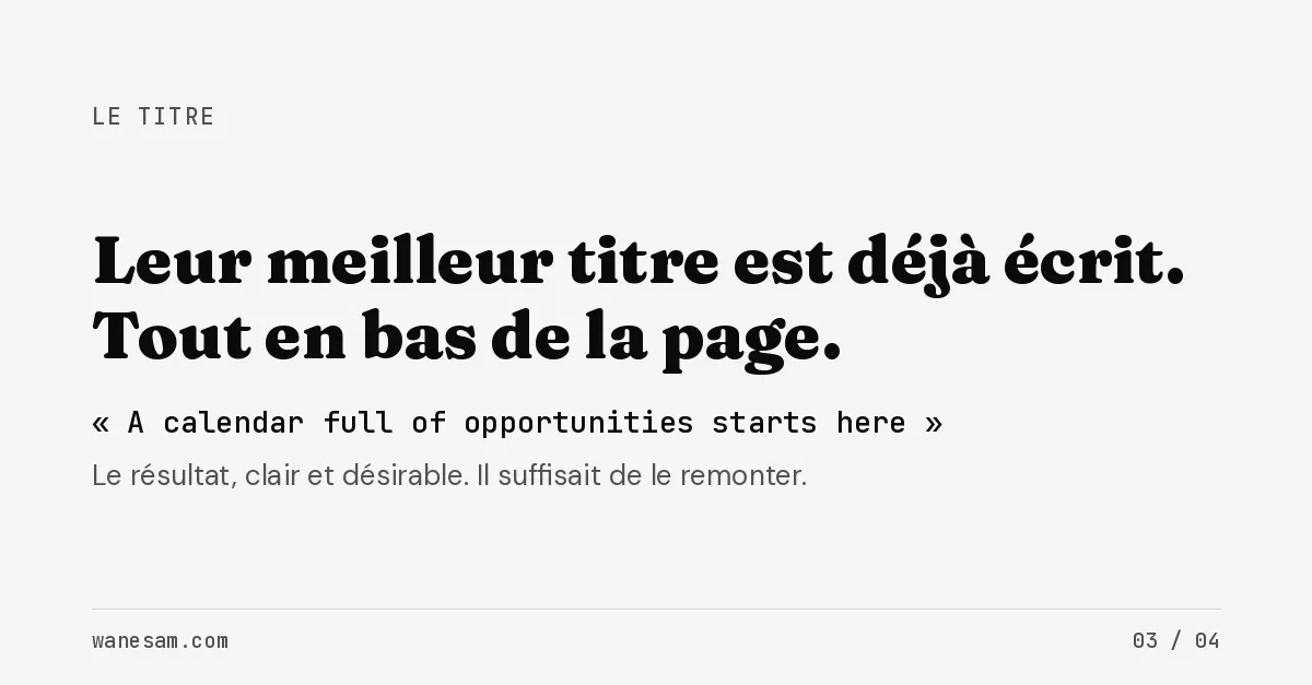 Le meilleur titre de lemlist est déjà écrit tout en bas de sa page : « A calendar full of opportunities starts here ».